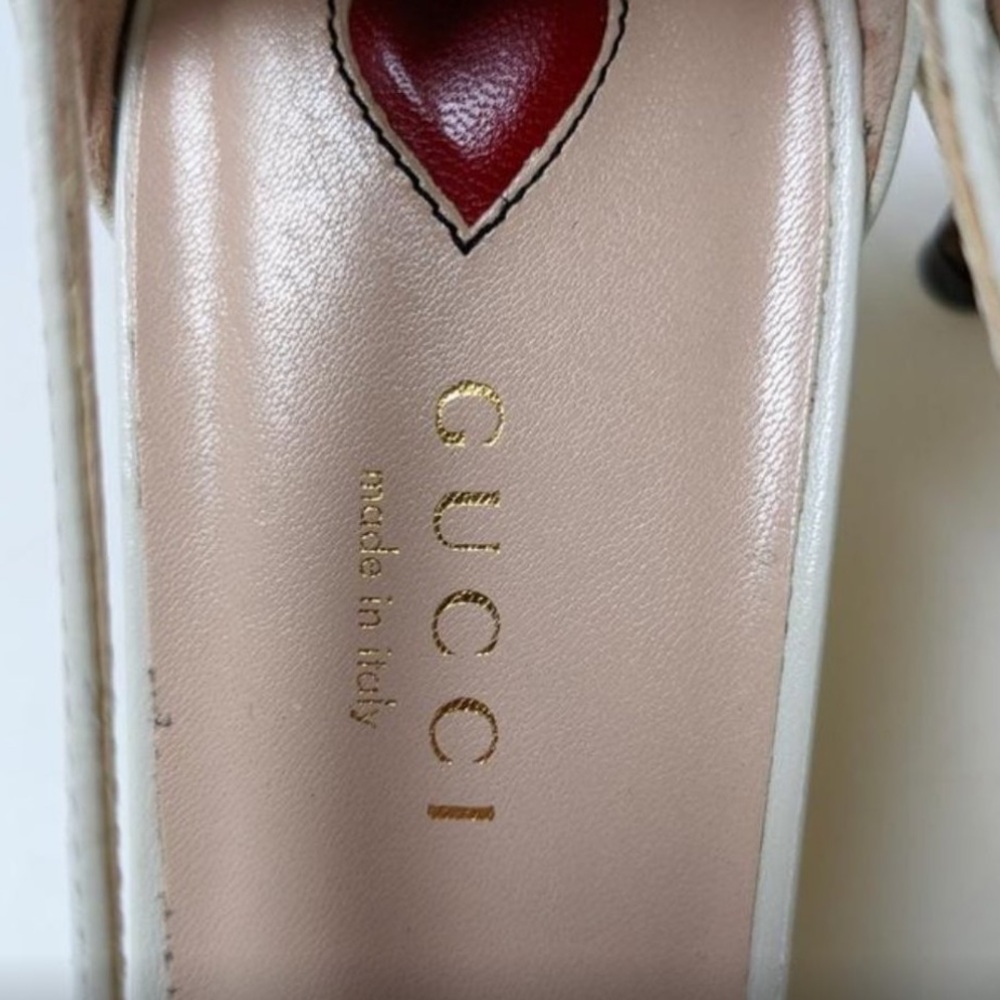 Gucci Bone Unia Cherry Leather Kitten Pumps Regular US 8 / EU 38 - Picture 3 of 7